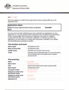 恭喜L女士成功获得893商业投资者永居签证！